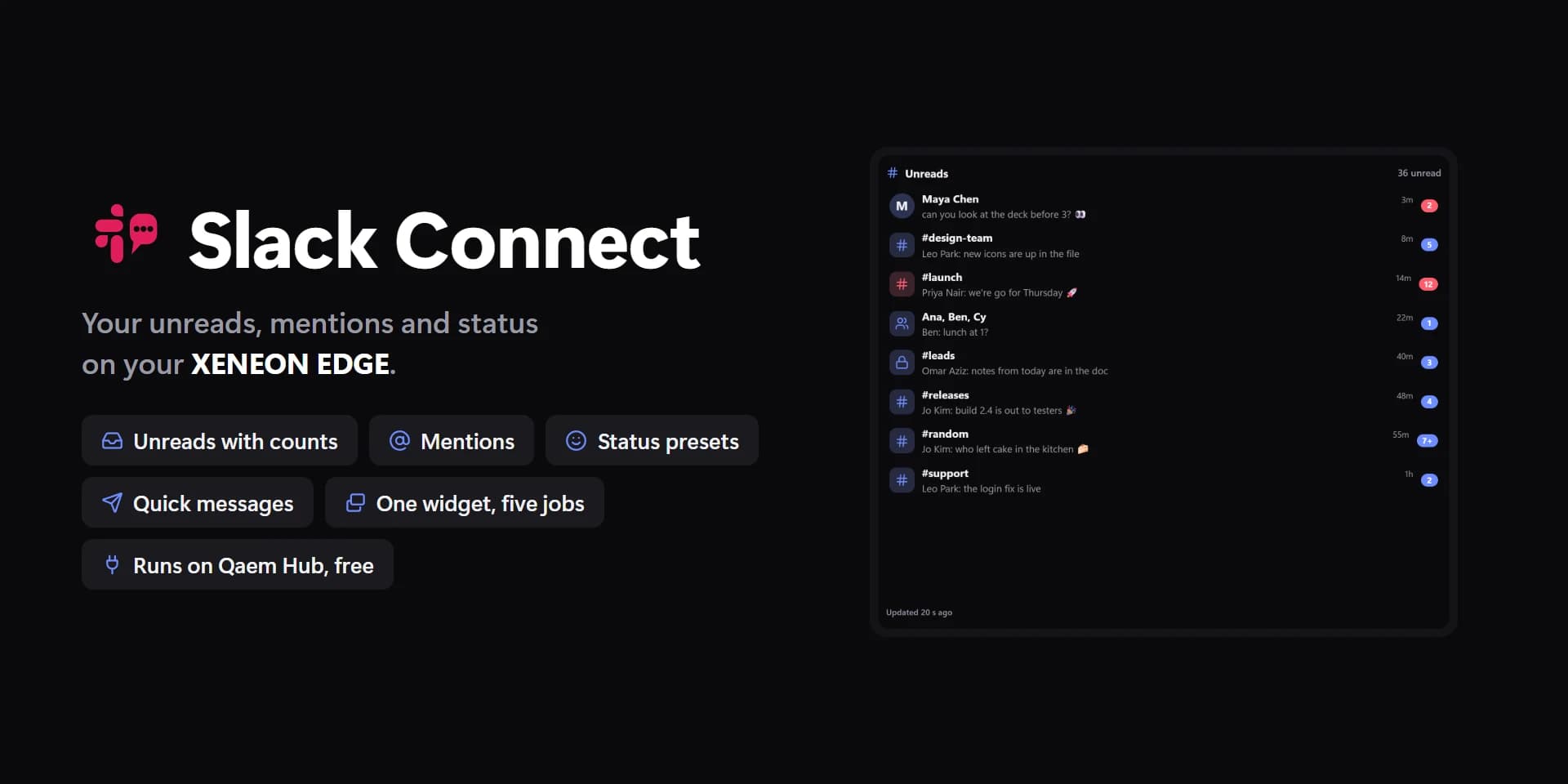 Slack Connect on a XENEON EDGE