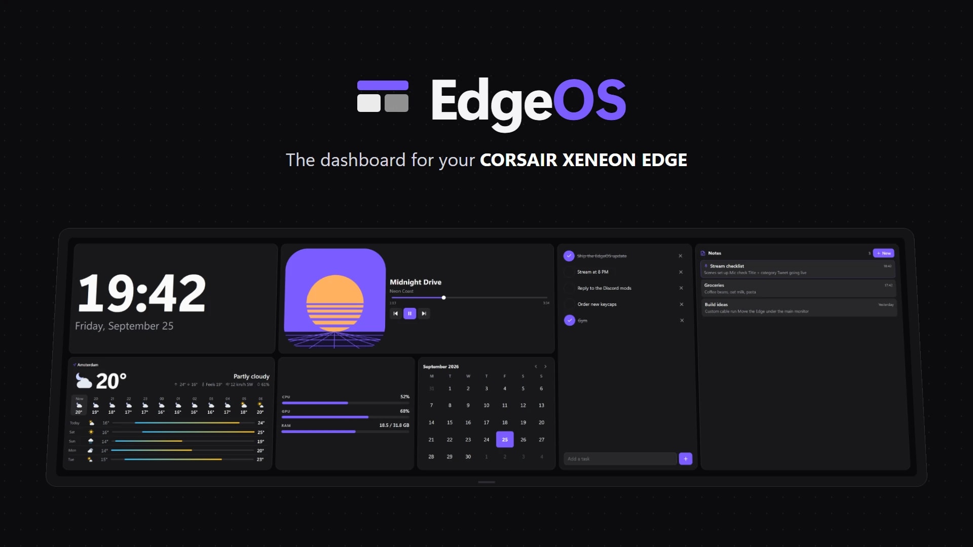 EdgeOS, the dashboard for your CORSAIR XENEON EDGE