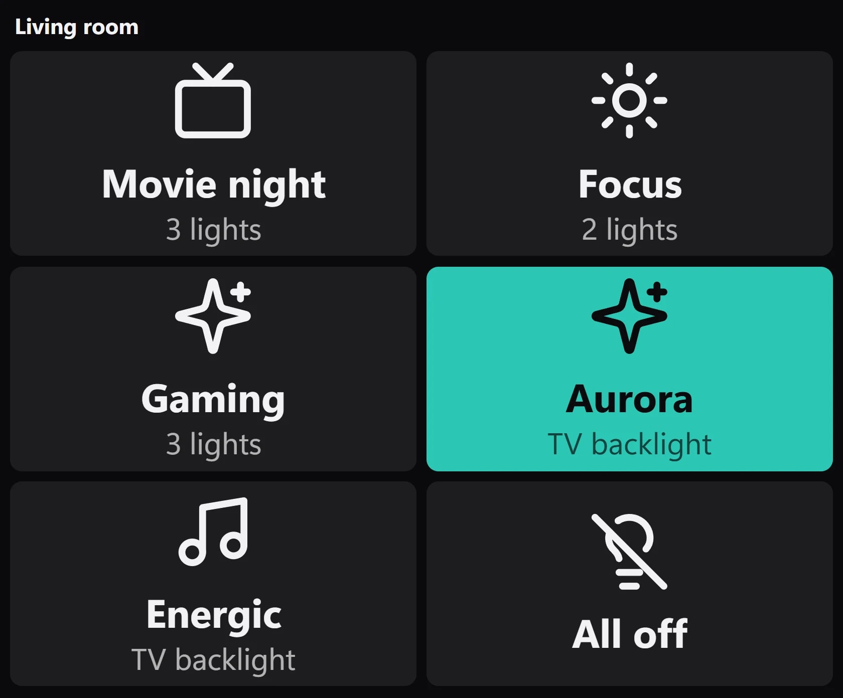 Scenes, presets and music modes