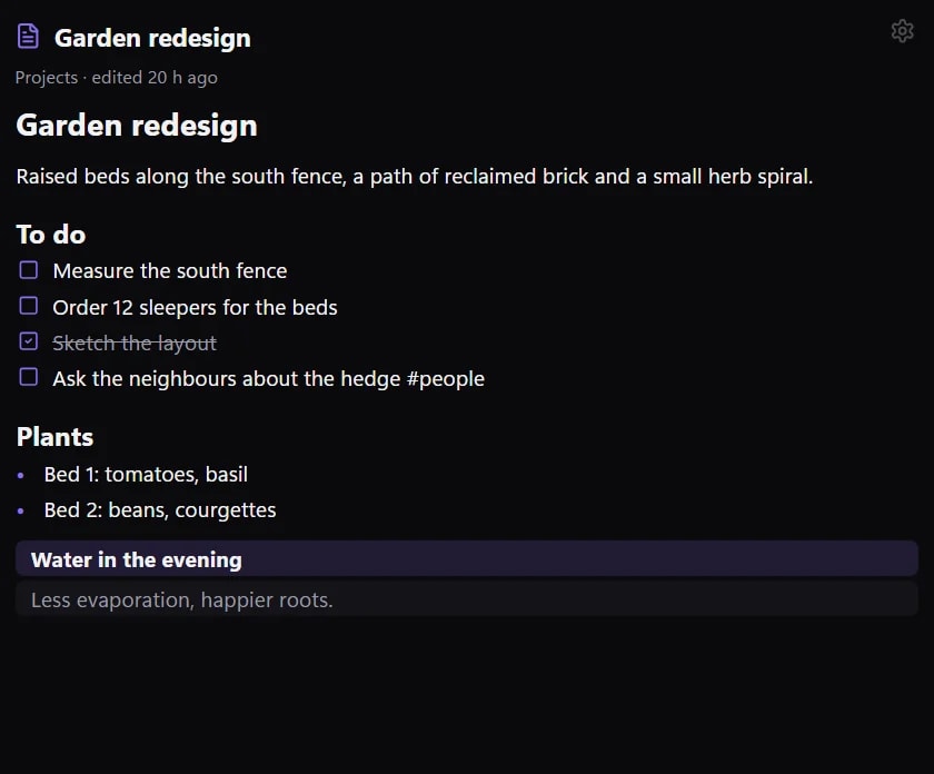 A note rendered on the Edge