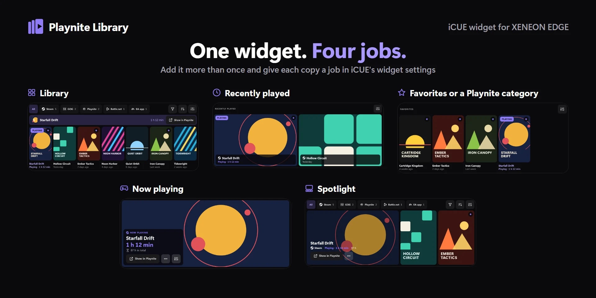 One widget, four jobs