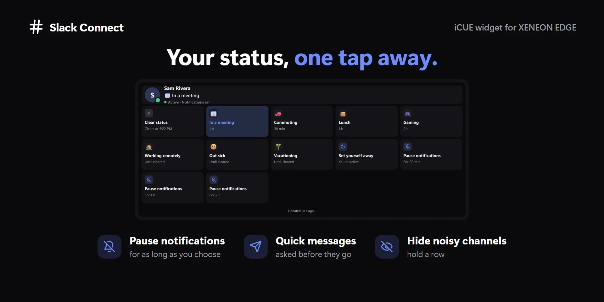 Status presets, away and paused notifications