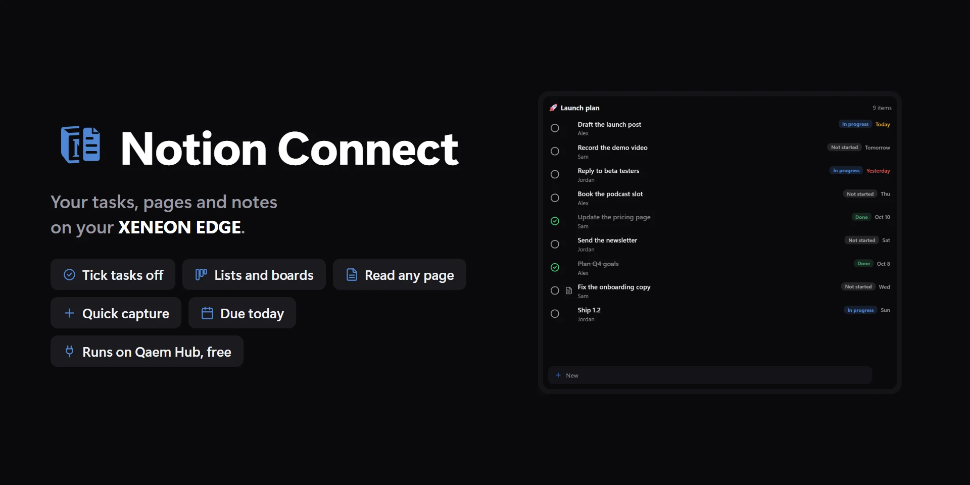 Notion Connect on a XENEON EDGE