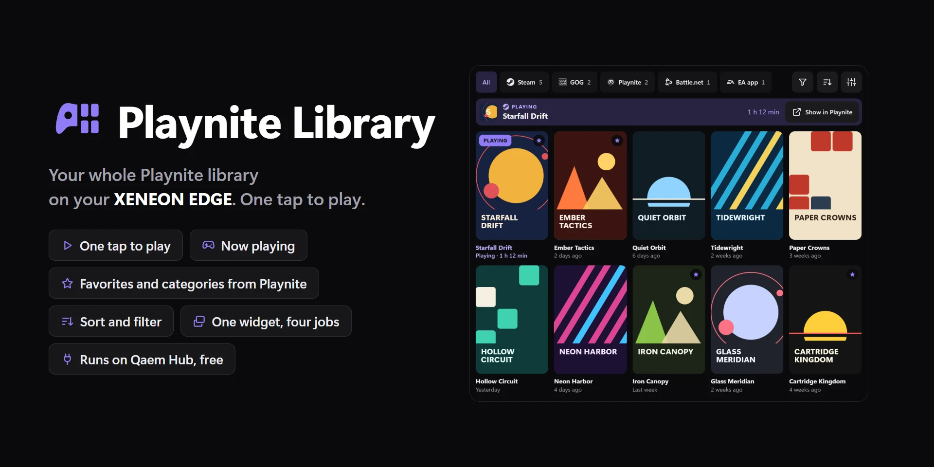 Playnite Library on a XENEON EDGE